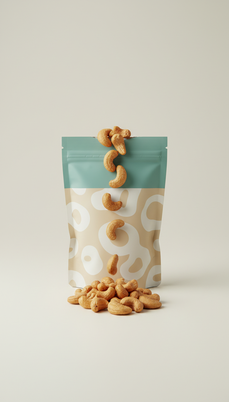 Salted cashew nut snack pouch